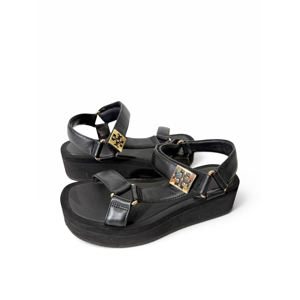 Tory Burch Mellow Womens Perfect Black Gold Quiet Luxury Platform Sandals Size 7